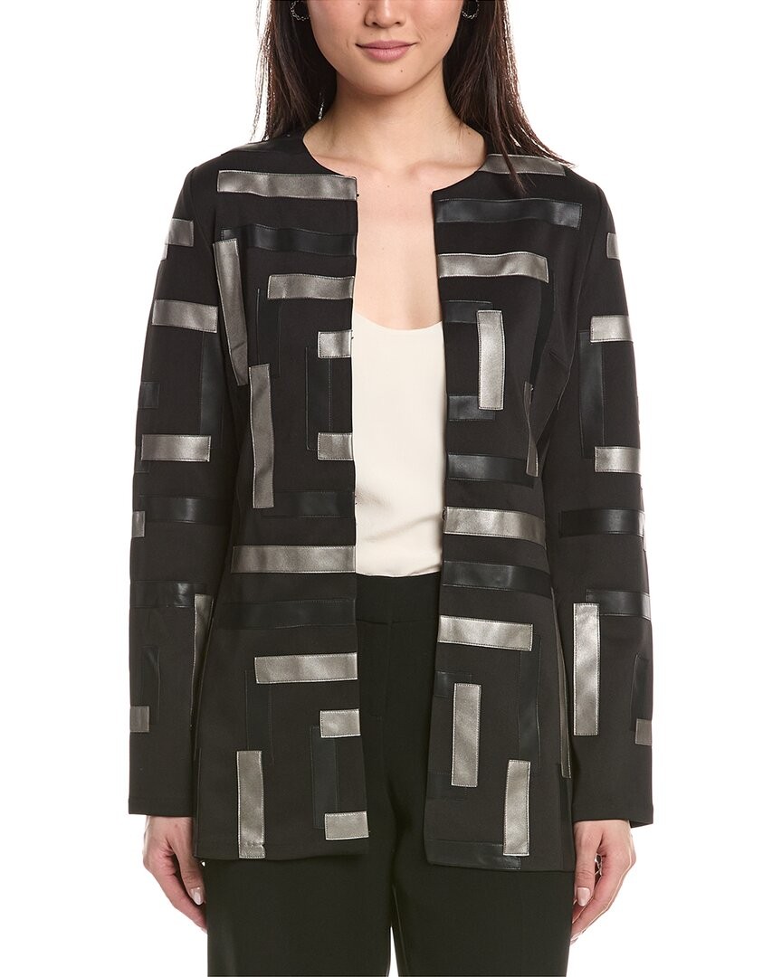 Joseph Ribkoff Patchwork Faux Leather Jacket Women’s Black S