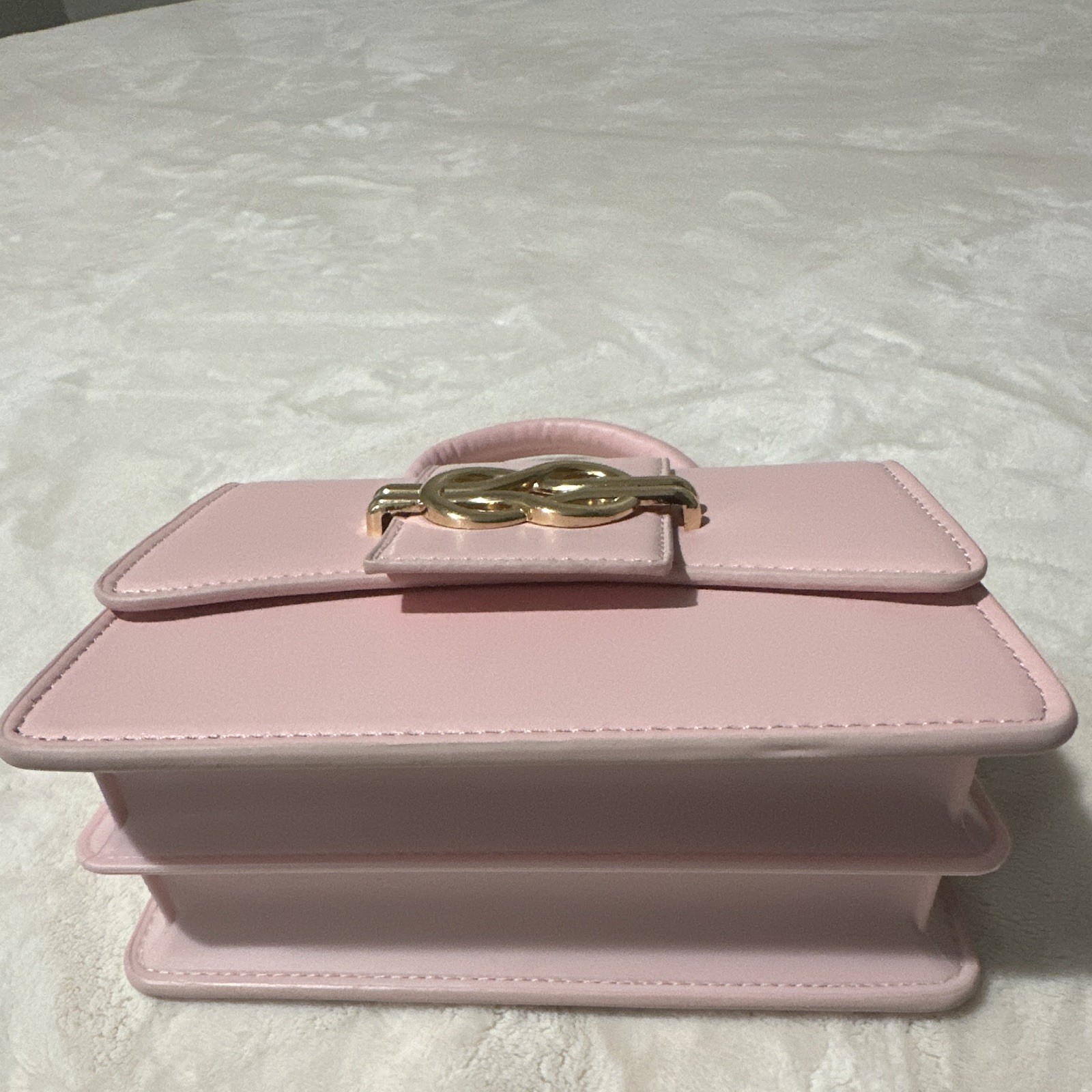 Melie Bianco Pink Small Top Handle Bag w/ Detachable Strap Gold Hardware