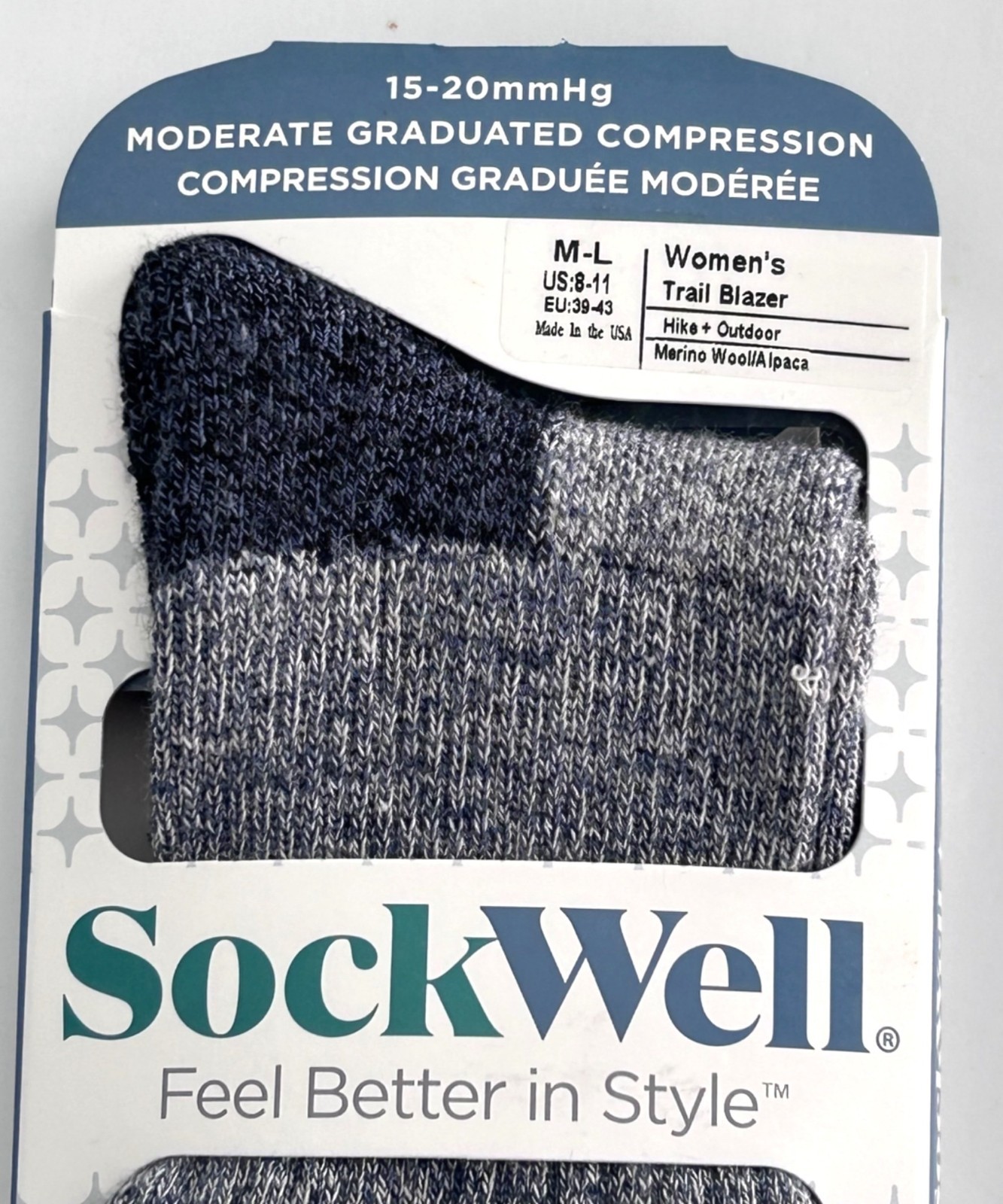Women’s Sockwell Trail Blazer Moderate Compression Socks M-L 15-20mmHg Merino