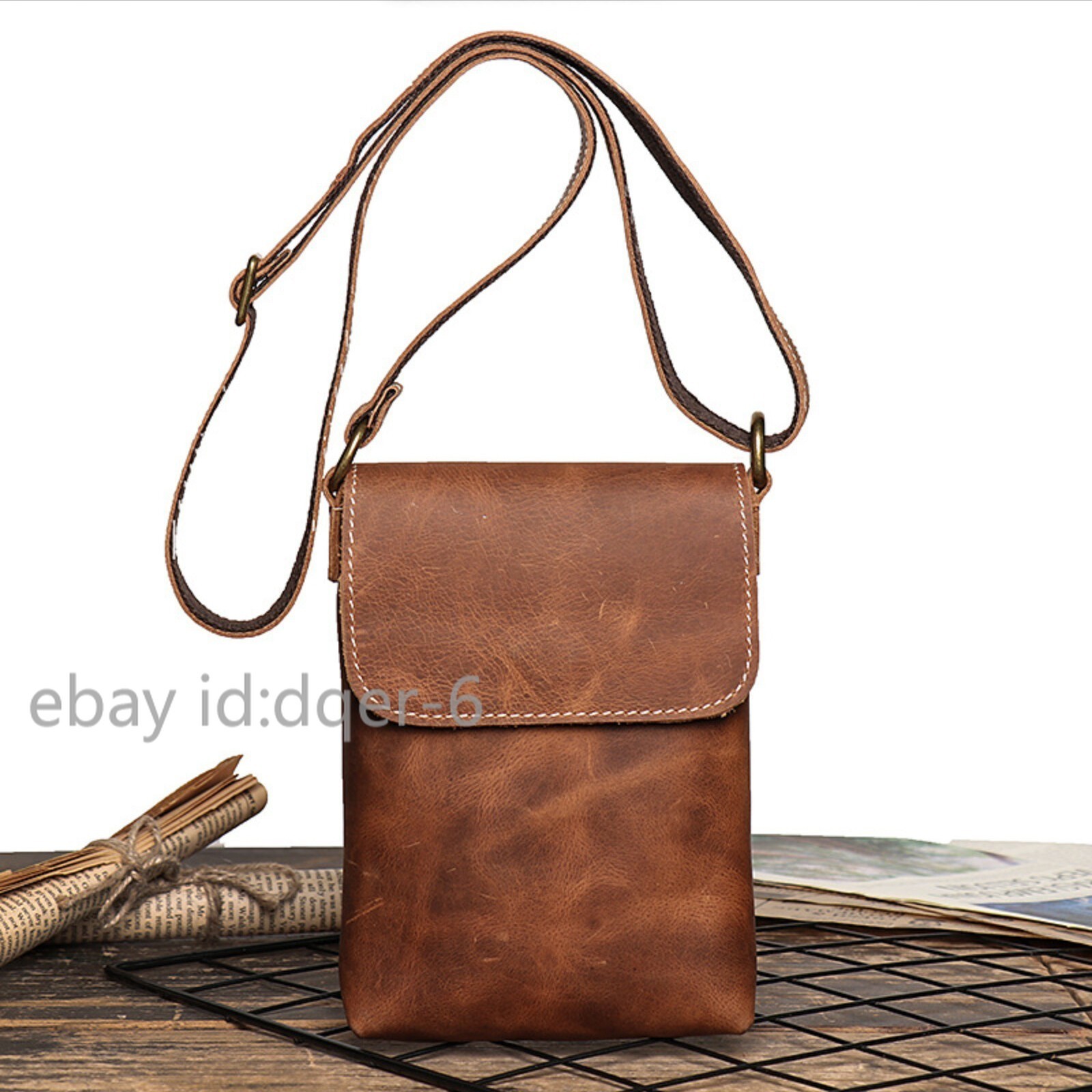 Mens Leather Shoulder Bag Small Crossbody Pouch Vintage Phone Wallet Carrier
