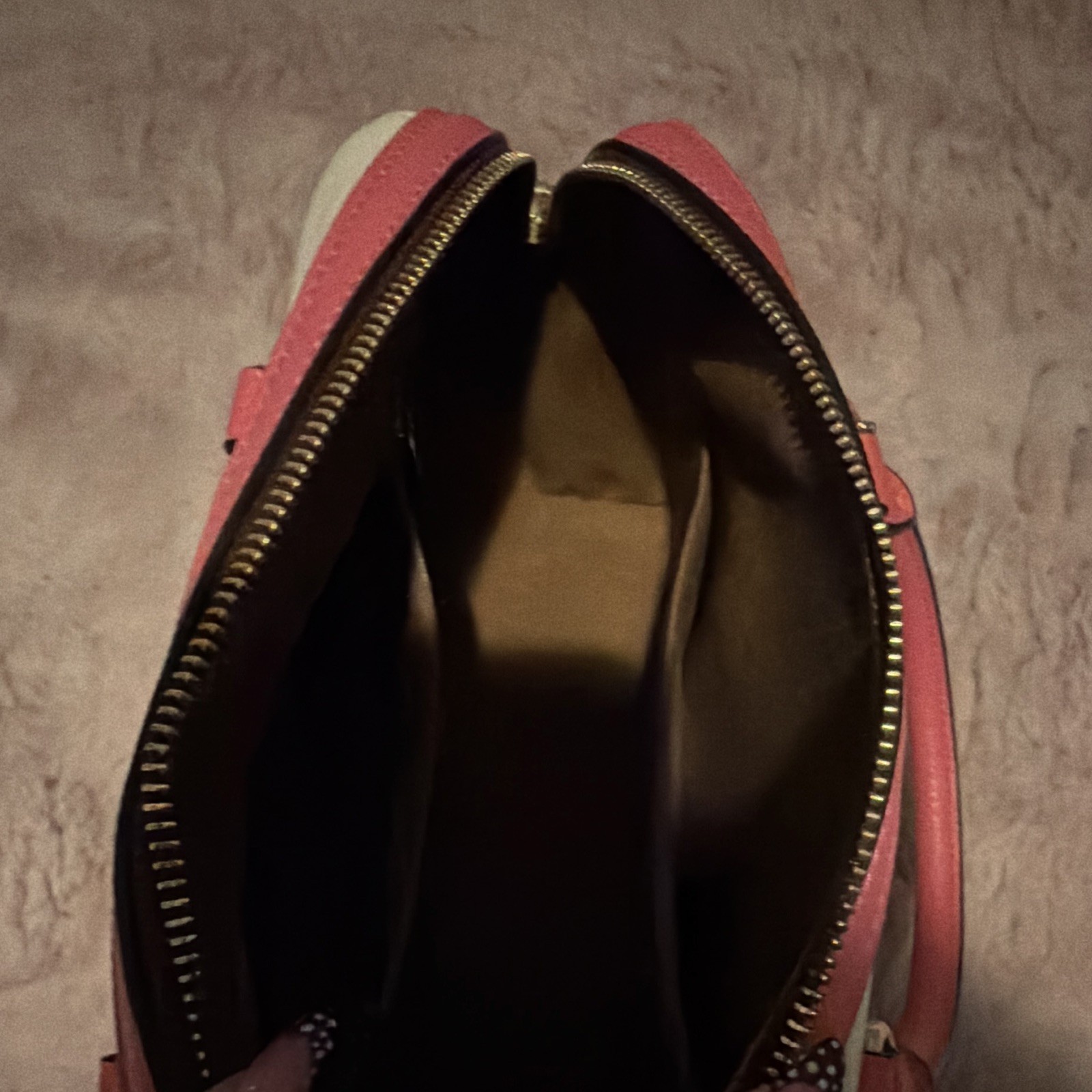 Coach White/Pink Colorblock Satchel Top Handle Zip Gold HW Front Pocket Charm