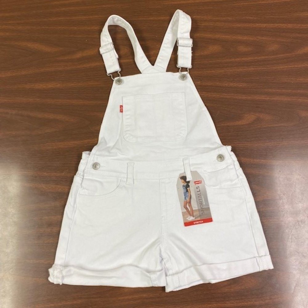 NWT Girl’s Levi’s White Relaxed Fit Stretch Shortalls, size 10 Reg