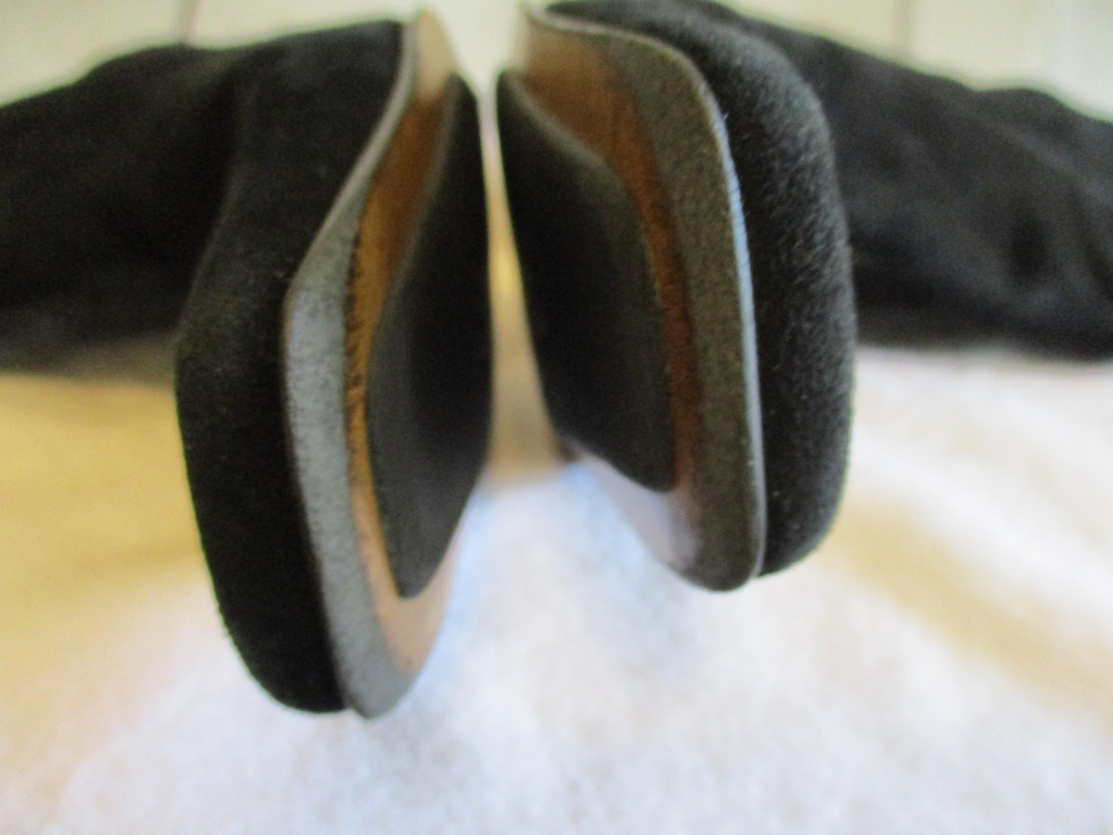 AK Anne Klein Shoes Womens Size 8.5 Black Suede Mid Calf Bootie Block Heel Zip