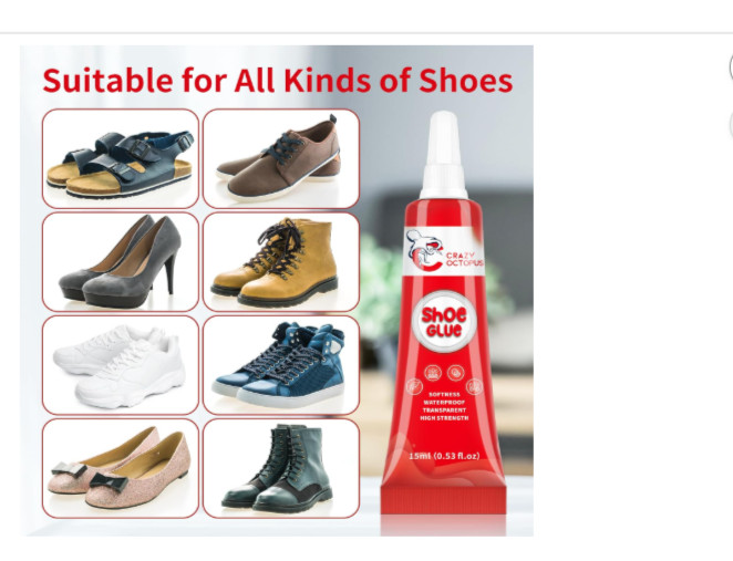 Shoe Glue, Strong, Clear Shoe Repair Glue for Sneakers, Boots, Handbags, Soles,