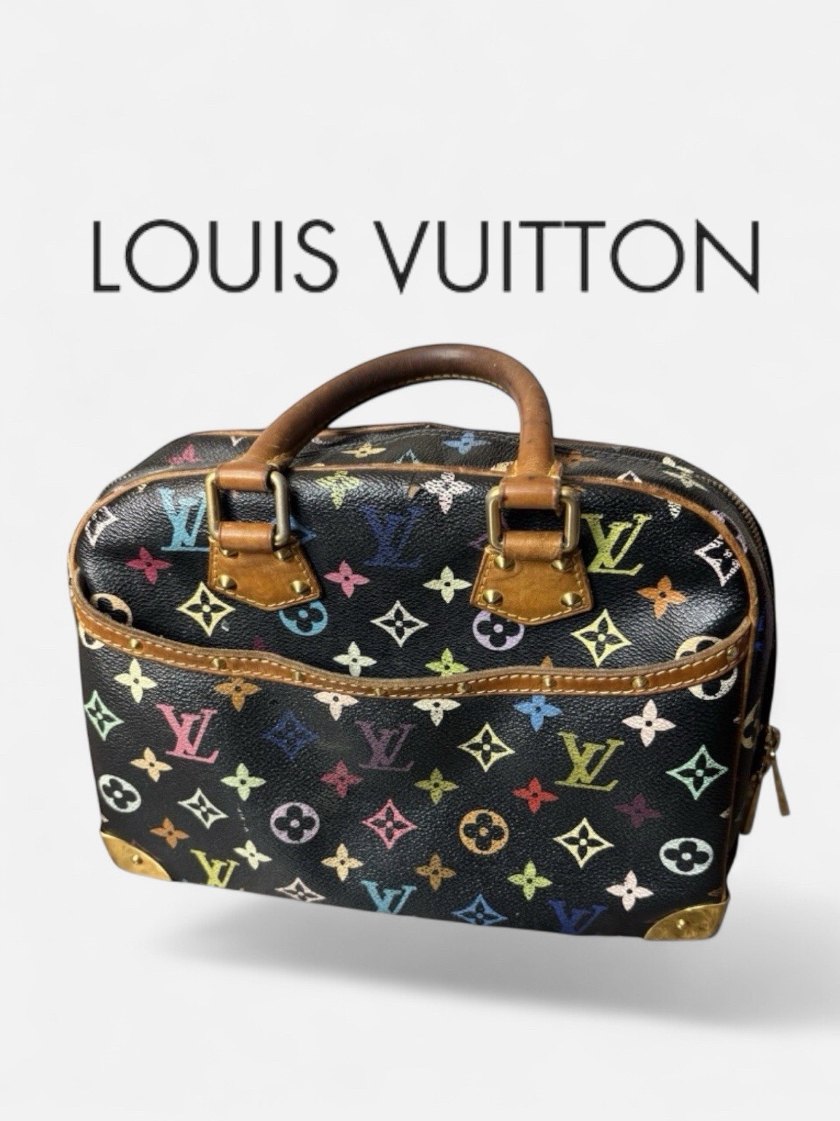 🍒ICONIC BAG LOUIS VUITTON TROUVILLE TAKASHI MURAKAMI MULTICOLOR BLACK AUTH 🍓