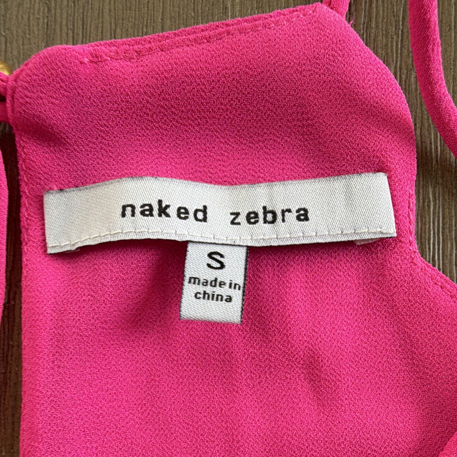 Naked Zebra Pink & Yellow Chiffon Spaghetti Strap Cami Blouse Women’s Small Lot