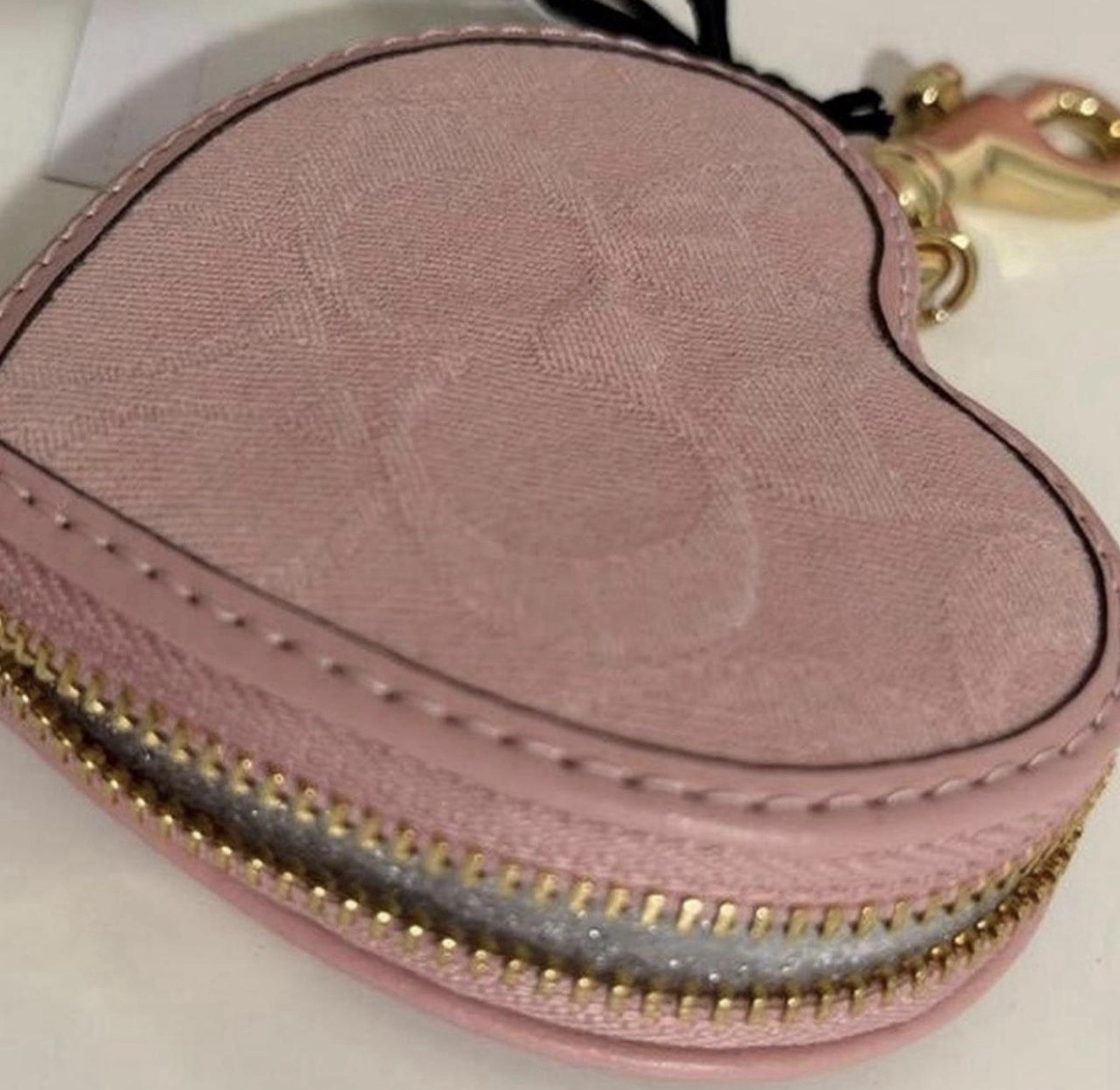 Coach Pink Denim Heart Bag Charm