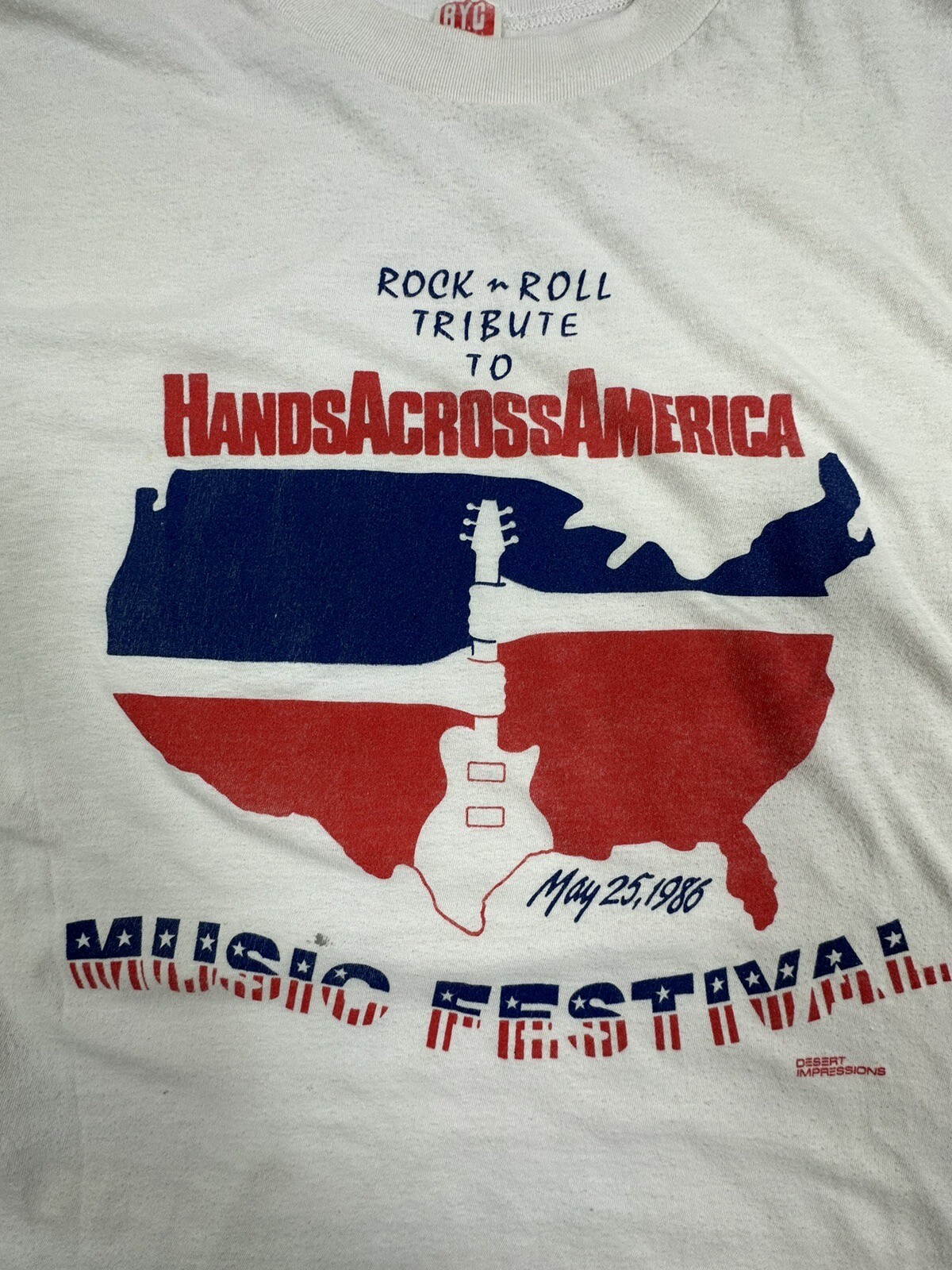 Vintage Rock & Roll Tribute To Hands Across America Music Festival Medium Shirt