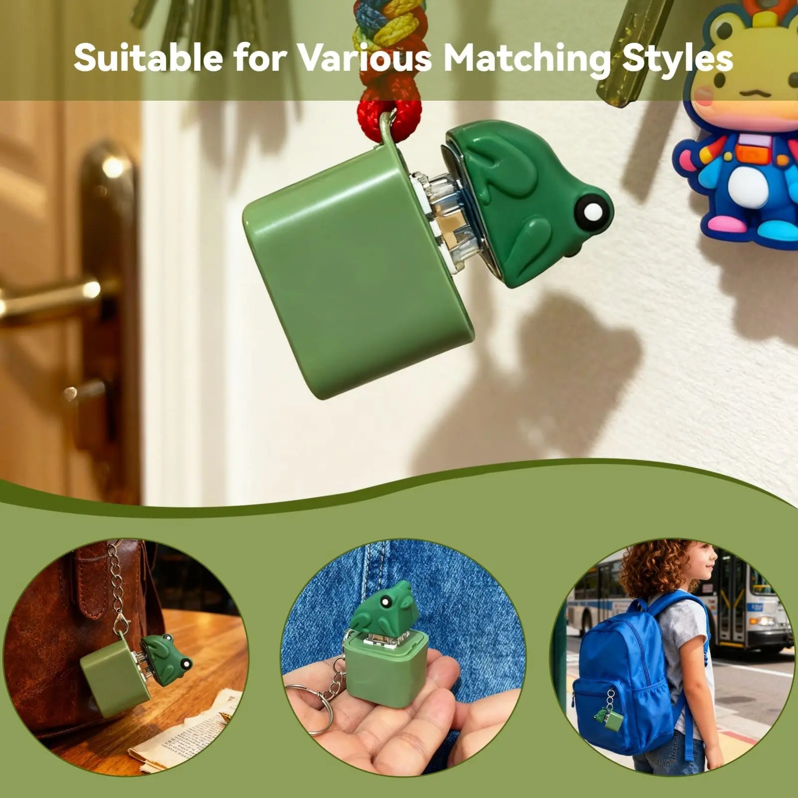 Frog Knocking Toy Frog Keyboard Keychain Decor Emit Light And Sound Pendant TL