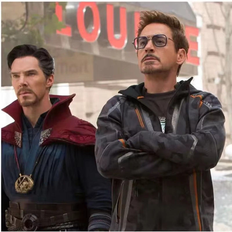 Retro Iron Man Sunglasses Tony Stark Glasses Square Metal Frame for Men Women