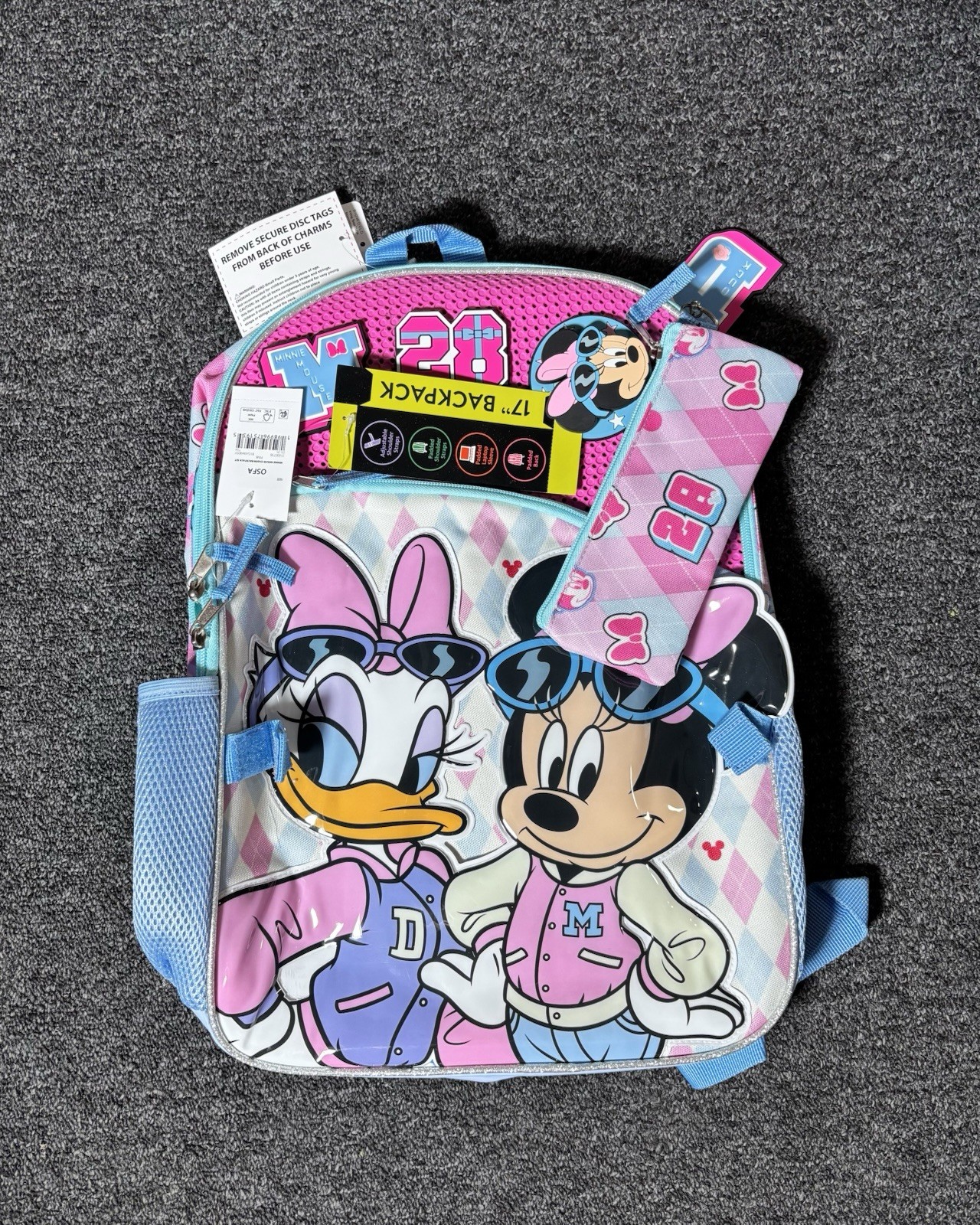 Disney Minnie Mouse Daisy Duck Girls Backpack Set Bolsa de almuerzo Botella 17in