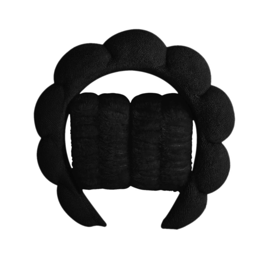 3pcs Microfiber Wristbands & Puffy Spa Headband Set for Face Washing – NEW