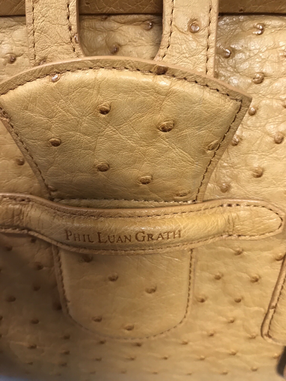 Phil Luan Grath Butterscotch Ostrich Handbag Nwot