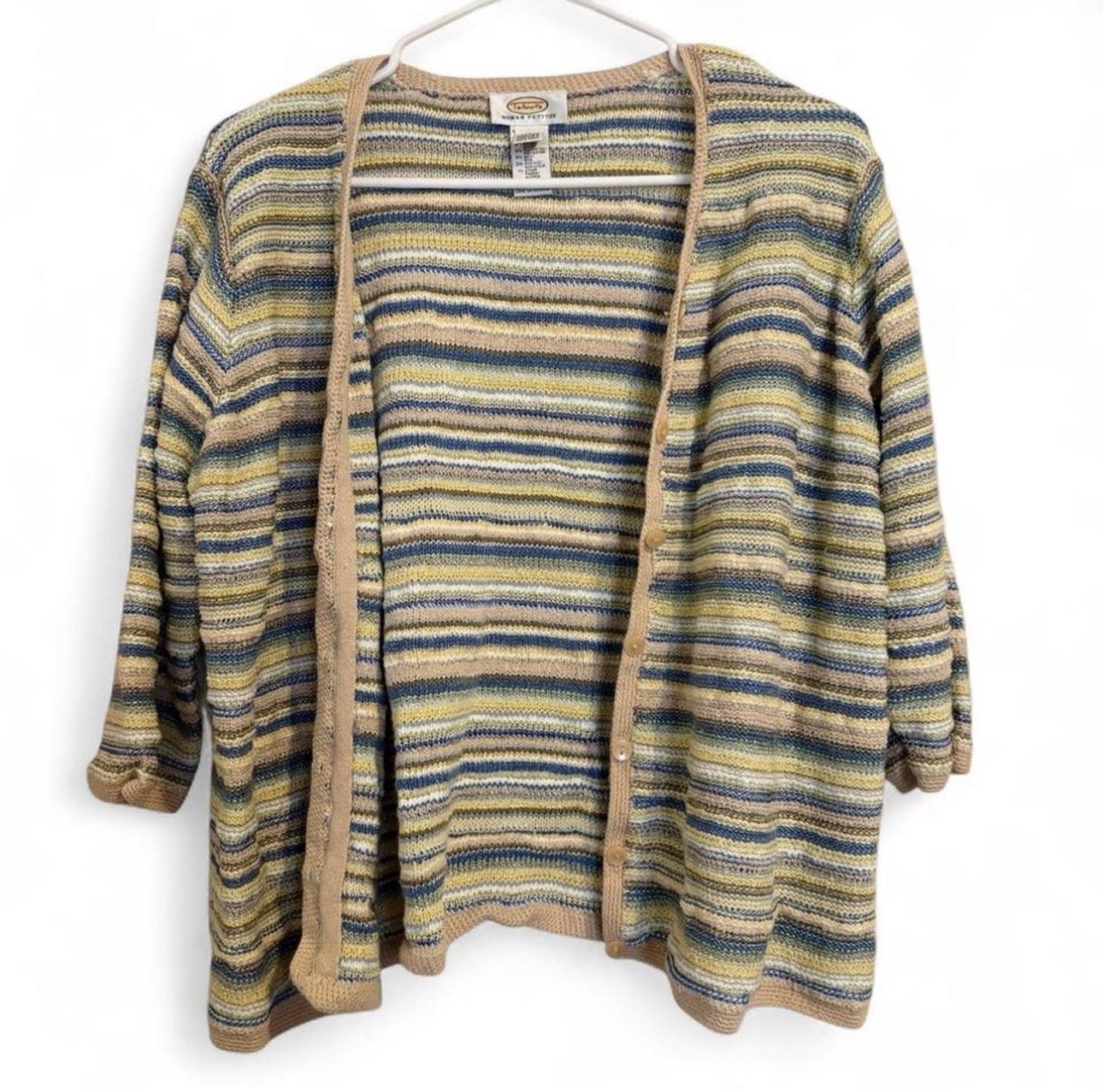 Talbots Striped Knit Sweater – Elbow Sleeve Lightweight Pullover Top Size 1X