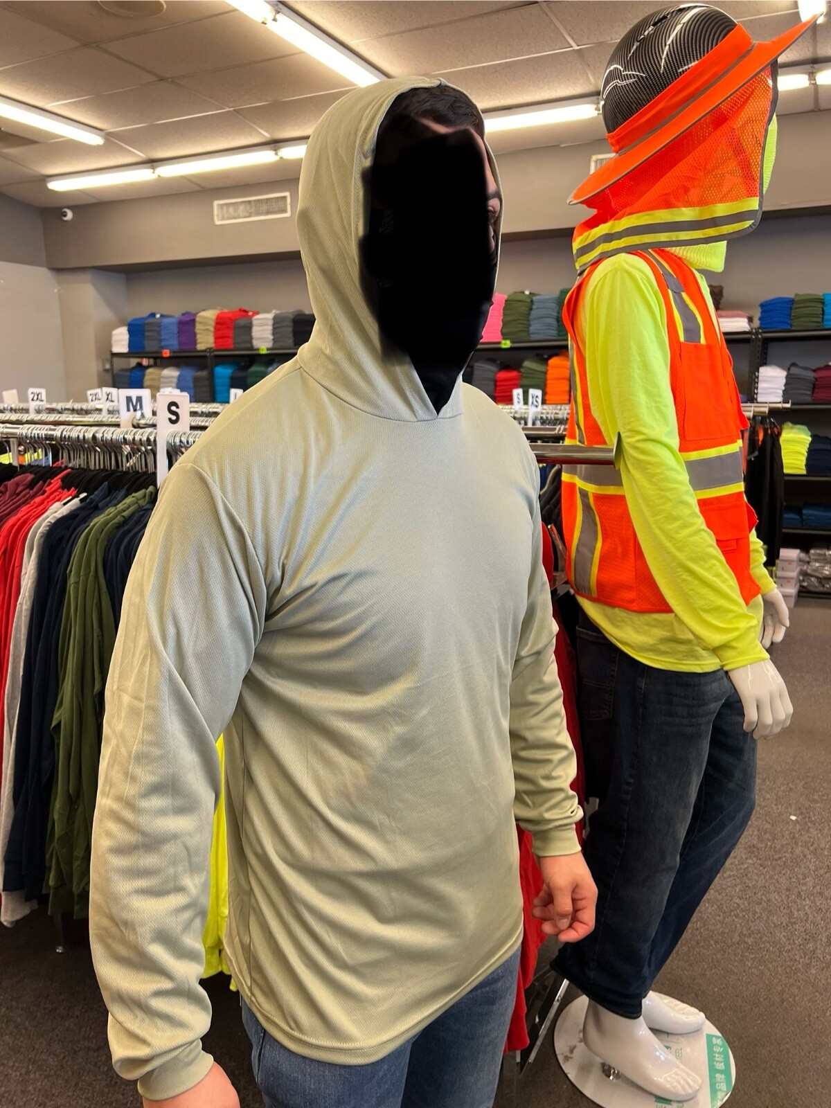 hoodie long sleeve t shirt 100% polyester for UV protection great for work