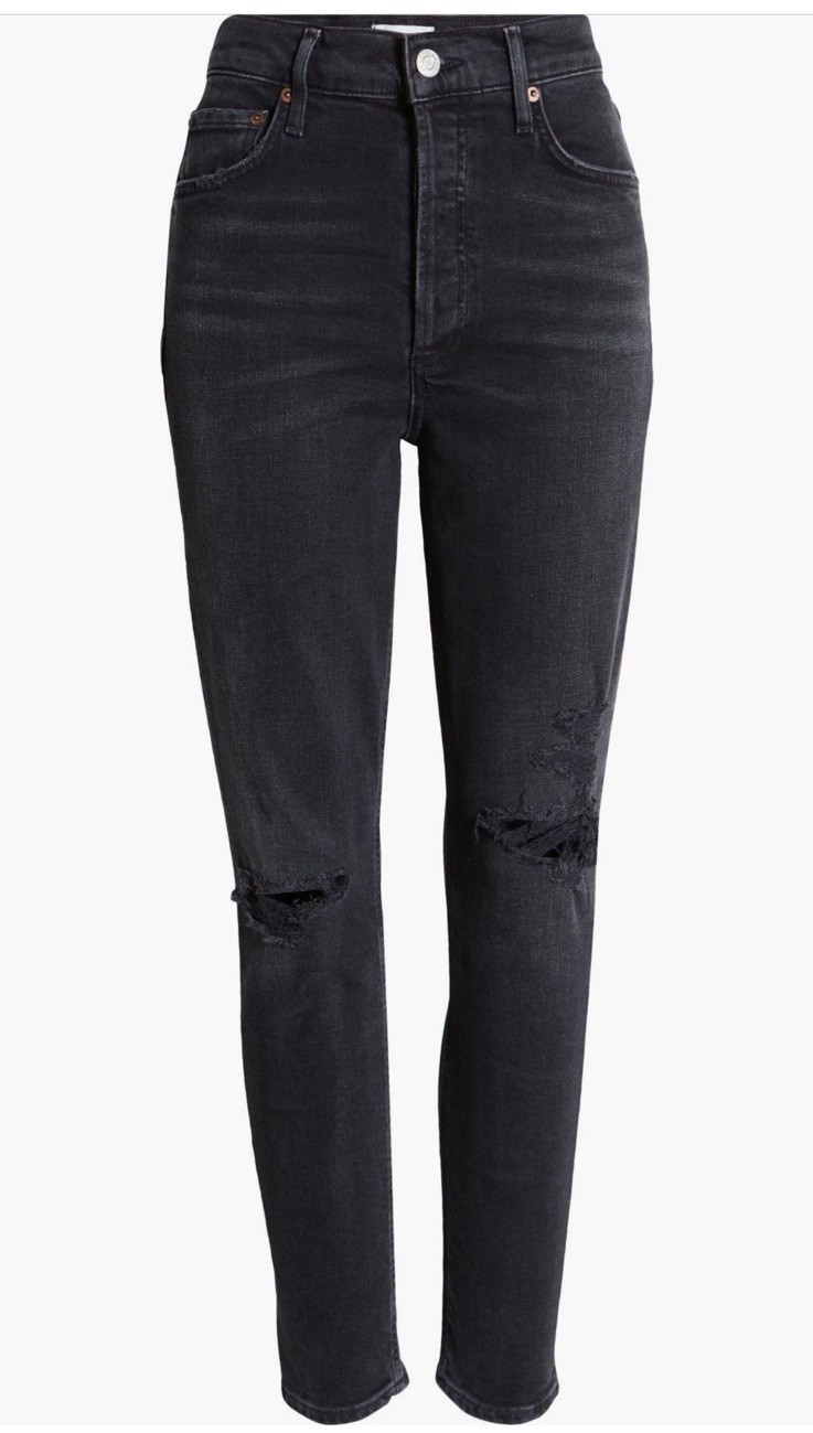 AGOLDE Nico Distressed High Waist Ankle Skinny Jean in Cassette size 24