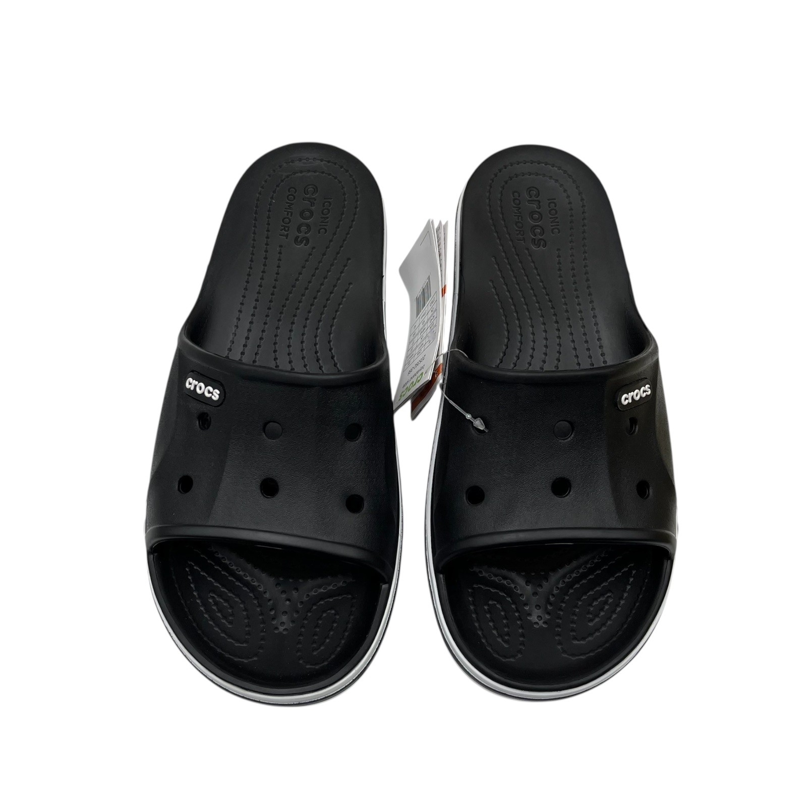 Crocs Bayaband Mens Slide Sandals Size 10 Black White Water Friendly Lightweight