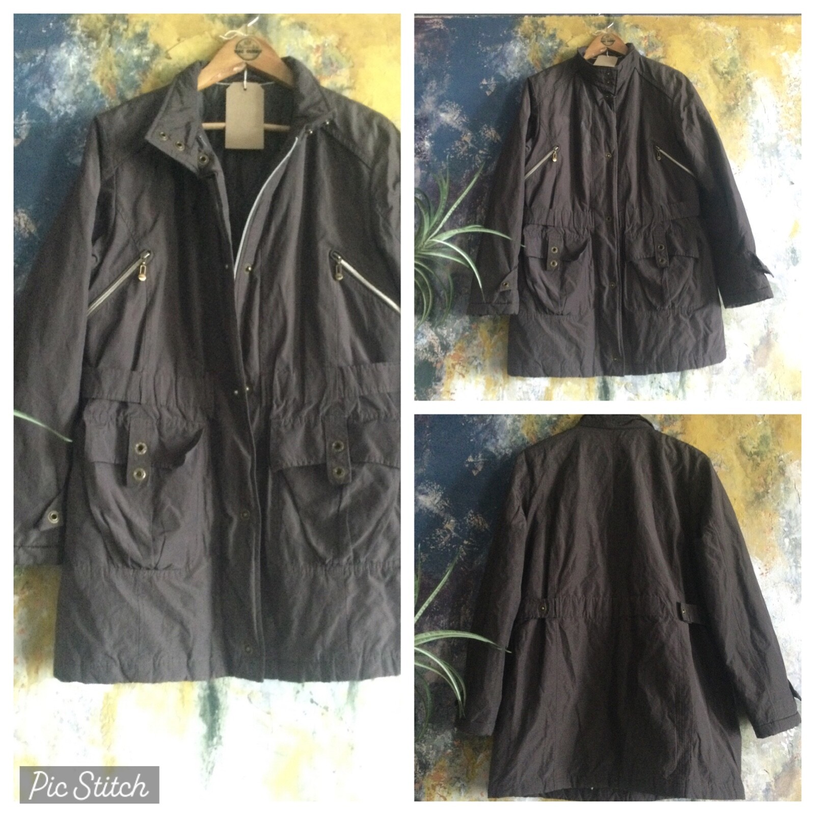 WOMEN COAT SIZE 14 BROWN QUILTED PARKER ANORAK GERMAN DESIGNER VGC WORN ON FILM!