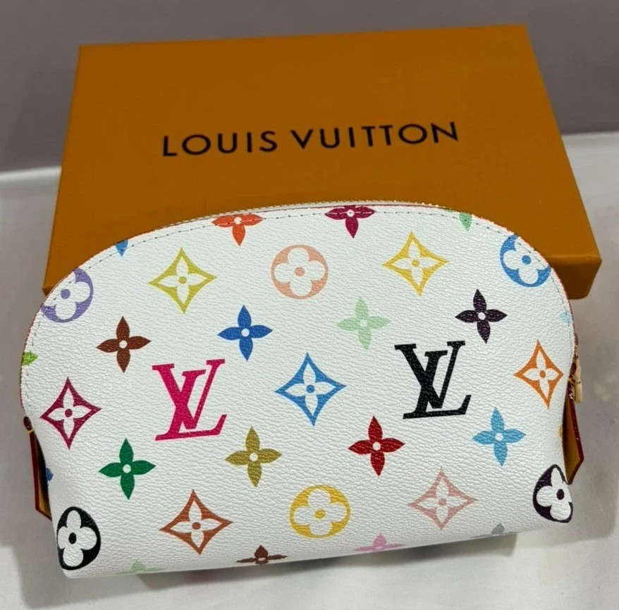 LOUIS VUITTON Multicolor Pochette Cosmetic PM Pouch White