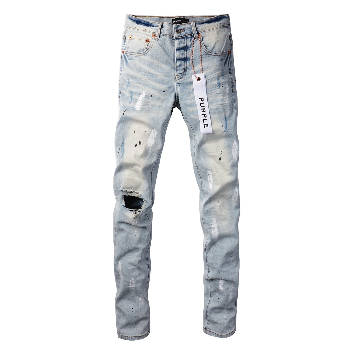 2026 New Purple brand Men’s personalized fashion inkjet Blue jeans