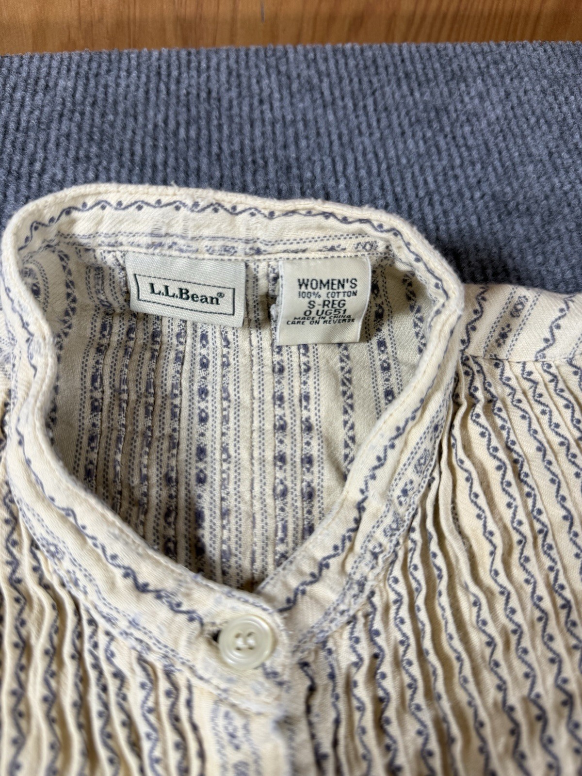 Vintage L.L.Bean Prairie Dress Women’s Small Blue Cream Calico Stripe