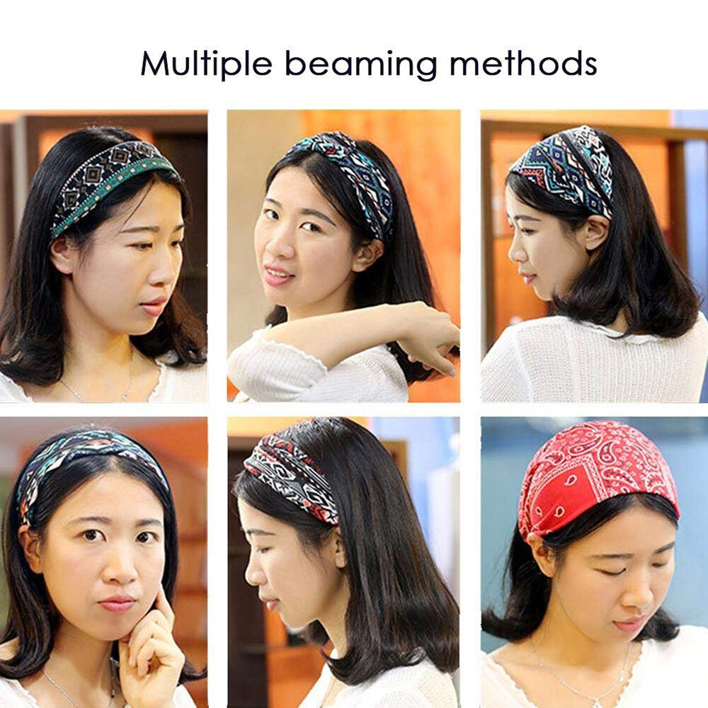 Women/Men Yoga Sports Wide Headband Elastic Boho Hair Band Head Wrap Wristband