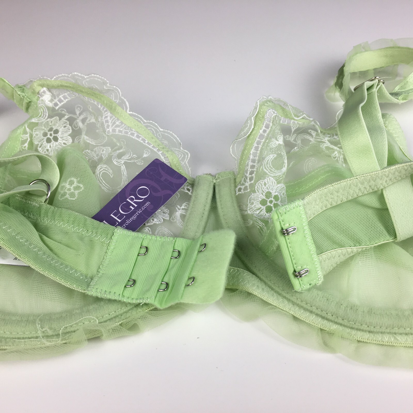 ALEGRO Sheer with Lace Underwire Sexy Lingerie Bra – Lime 9003 – NWT 30-40