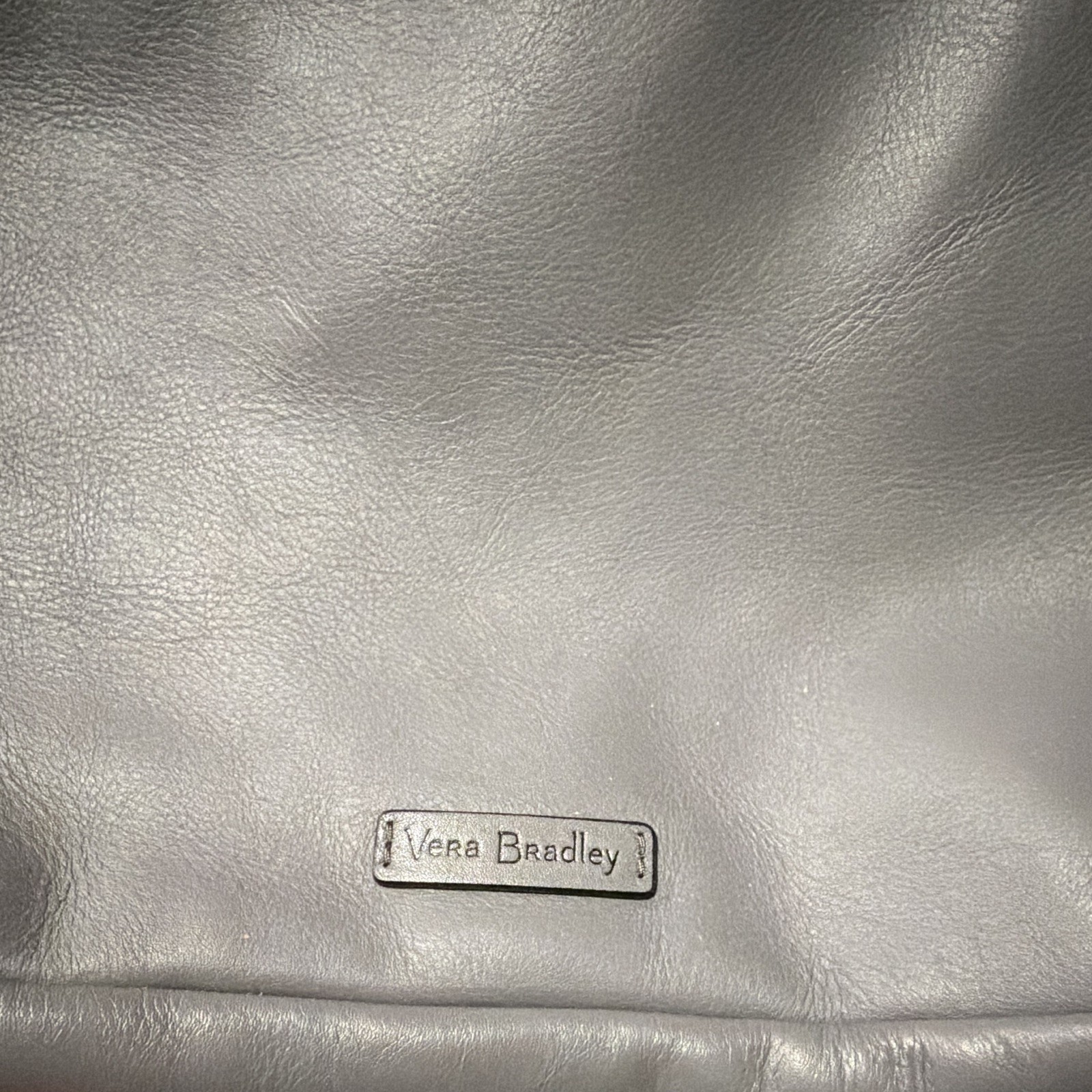 Vera Bradley Gray Quilted Tote Bag Zip Top Floral Lining Silver Hardware Pockets