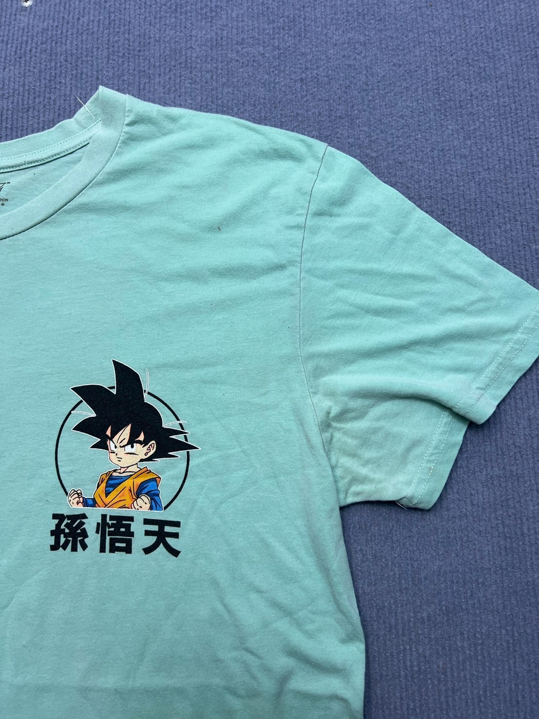 Dragon Ball Son Goku Anime Graphic T-Shirt Mint Green Size L Japanese Print