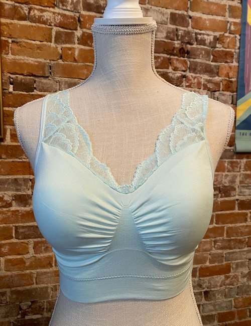 Rhonda Shear Seafoam Green Ahh Bra Lace Neckline New Removable Pads