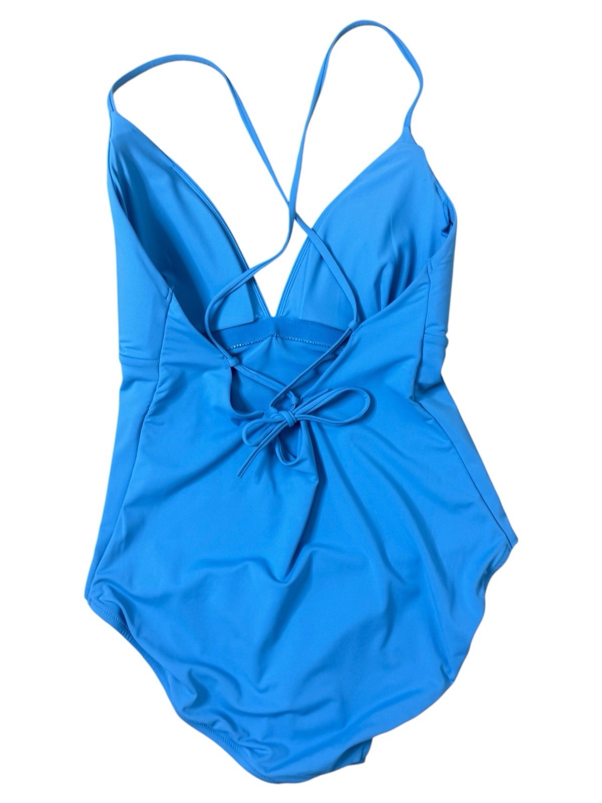 Calia Triangle Strappy Back One Piece Swimsuit Size 14 Tranquil Blue Beach NEW