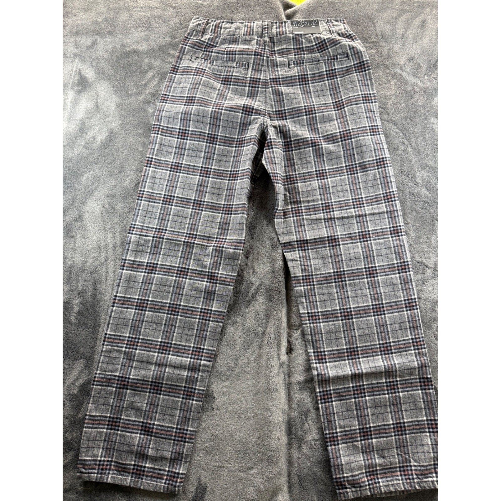 NWT RSQ Loose Plaid Pants Grey Black Checkered Straight Leg W28xL32 New