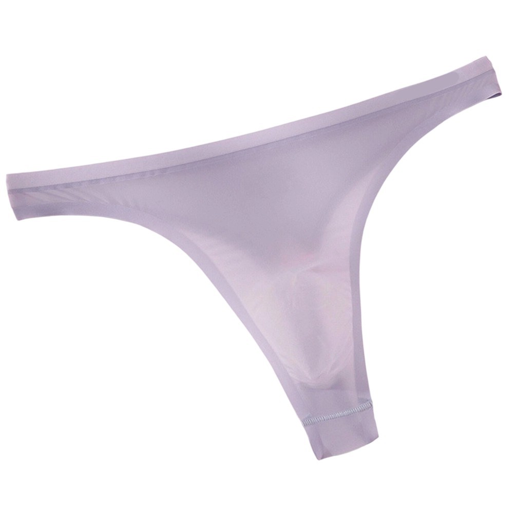 Men’s Seamless Ice Silk Thong with 3D Bulge Pouch T-Back and Lightweight Feel