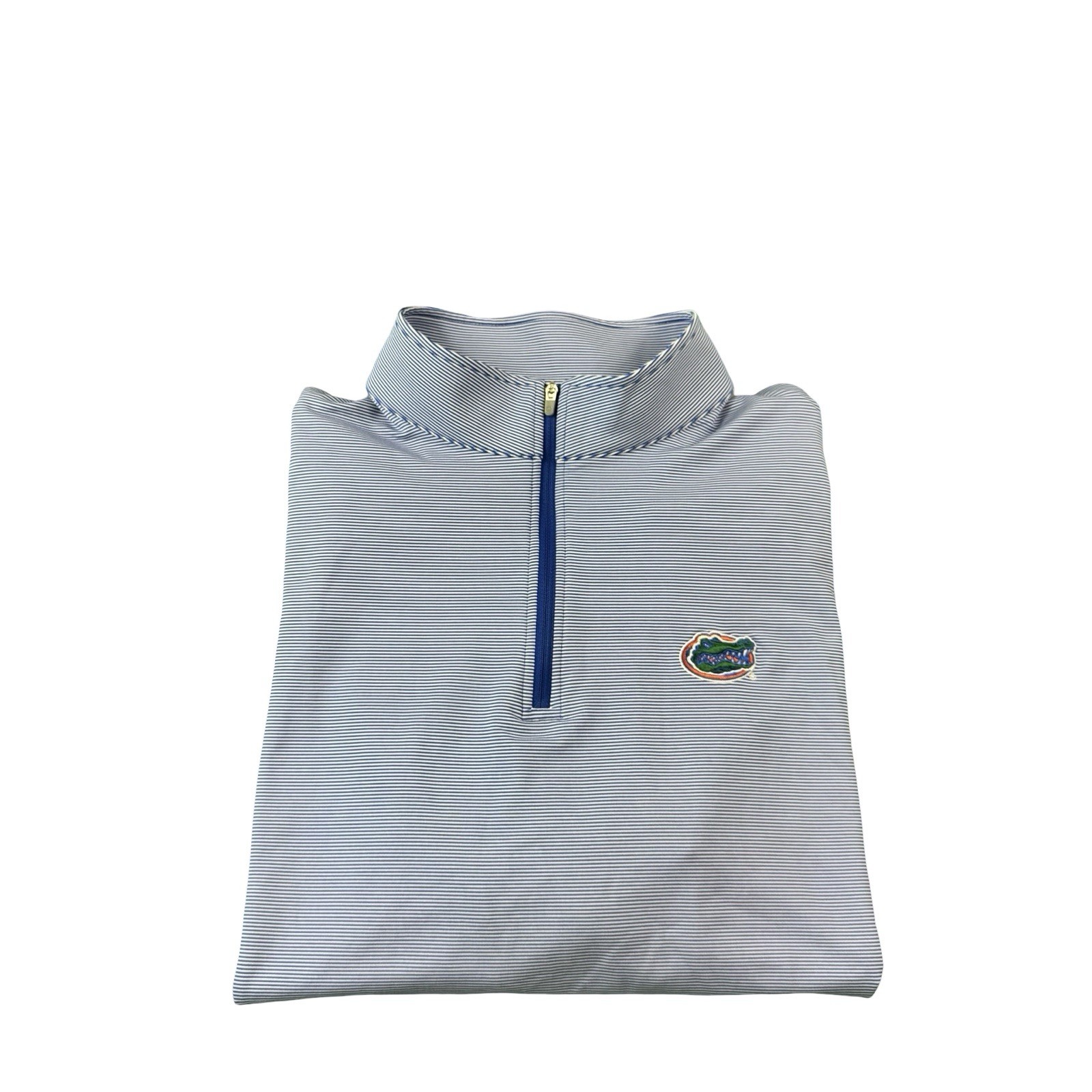 Peter Millar Blue White Striped Florida Gators Performance Half Zip Size Large