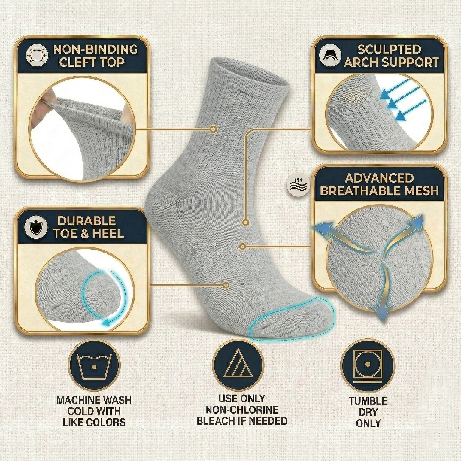 3 6 12 Pairs Diabetic Crew Socks Mens Circulatory Health Non Binding 9-11 10-13