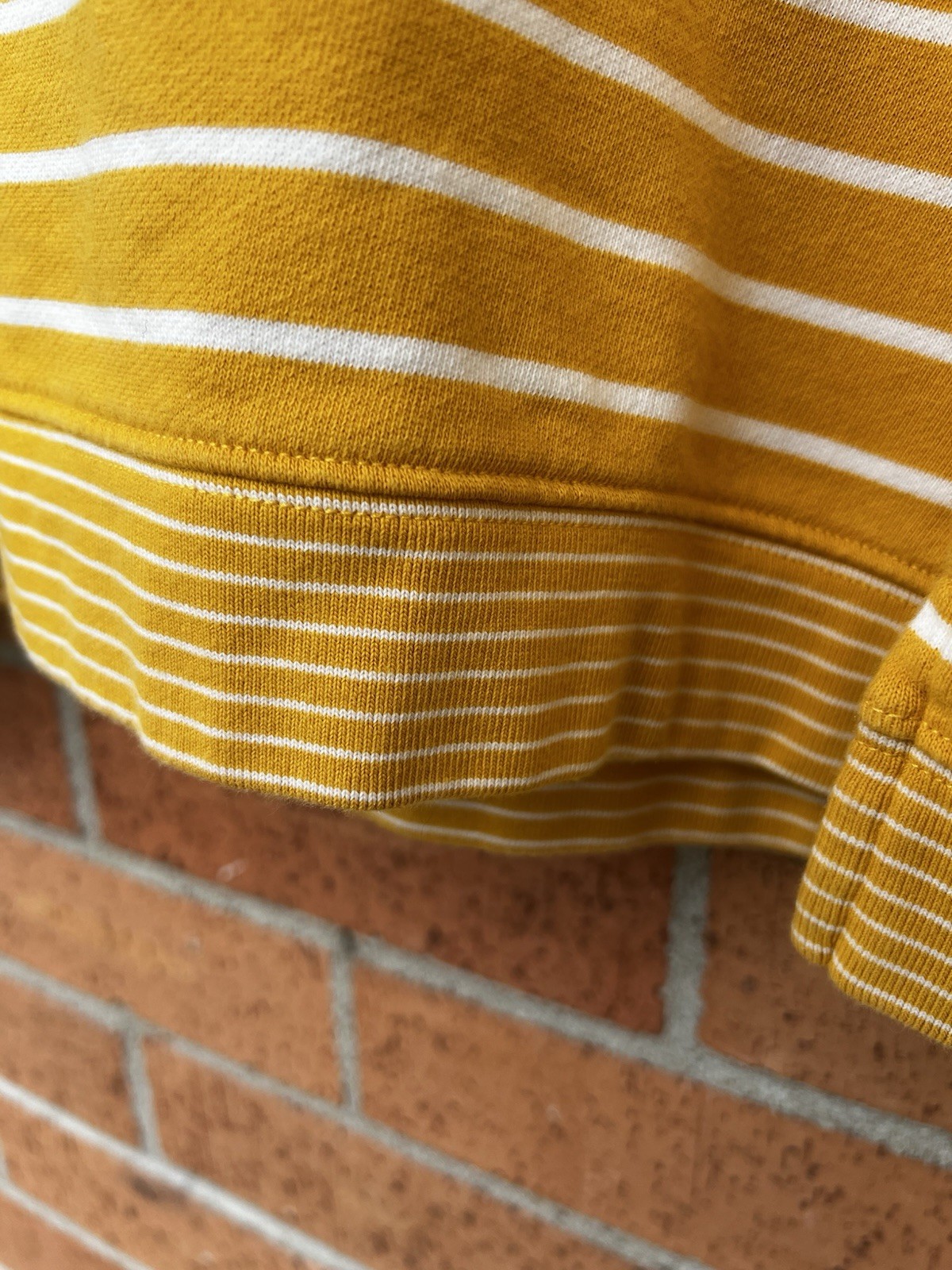 Talbots Petite 1X Yellow/White Striped 100% Cotton Crewneck Knit Sweater