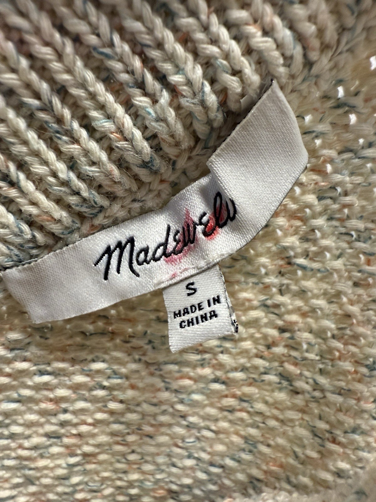 Madewell Womens Small Speckled Knit Sweater Tank Button Front VNeck Cotton Blend
