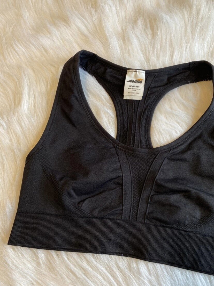 Avia Sports Racerback Sports Bra Womens Size Medium Black Reversible Seamless