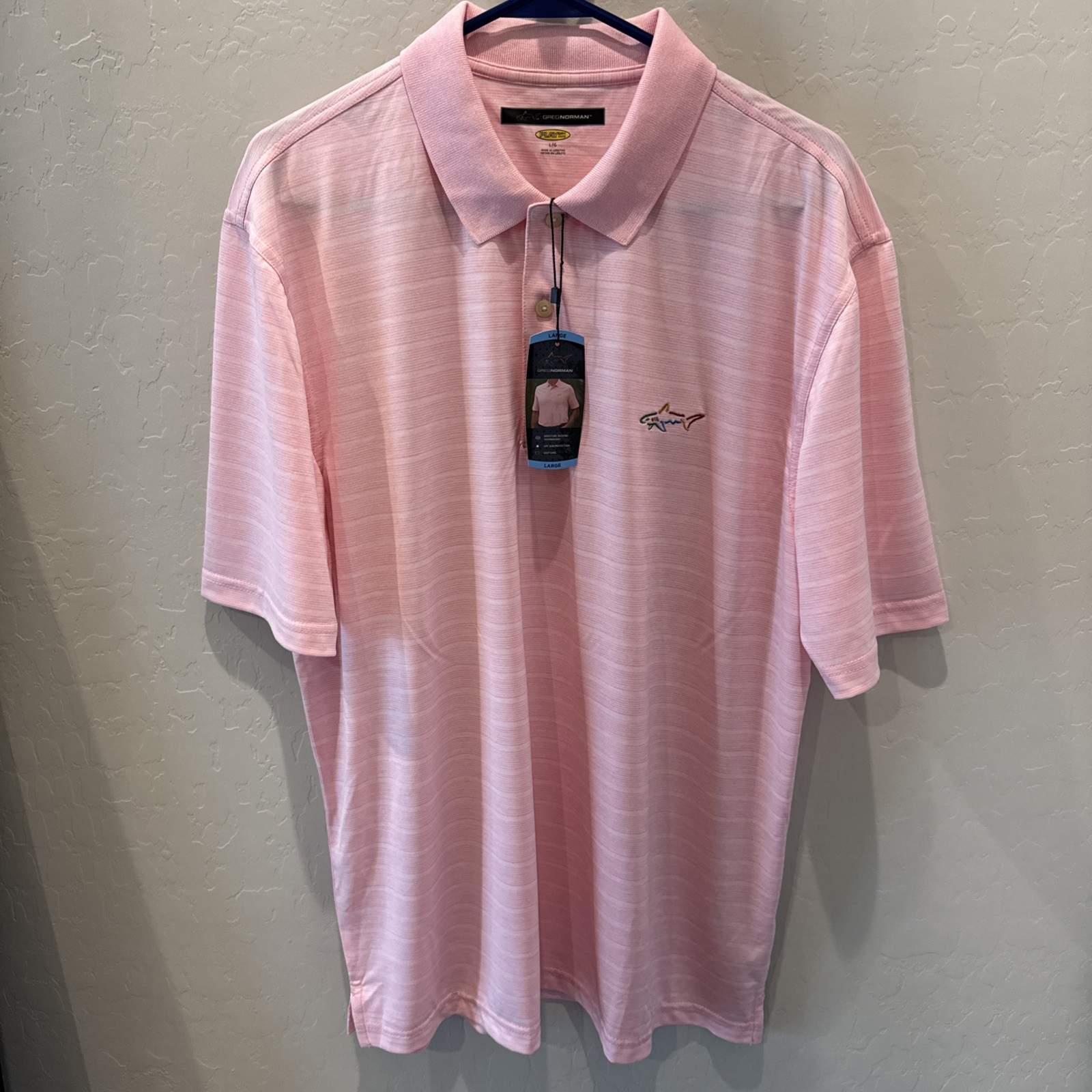 Greg Norman Play Dry Polo – Pink , Large Golf Shirt NWT