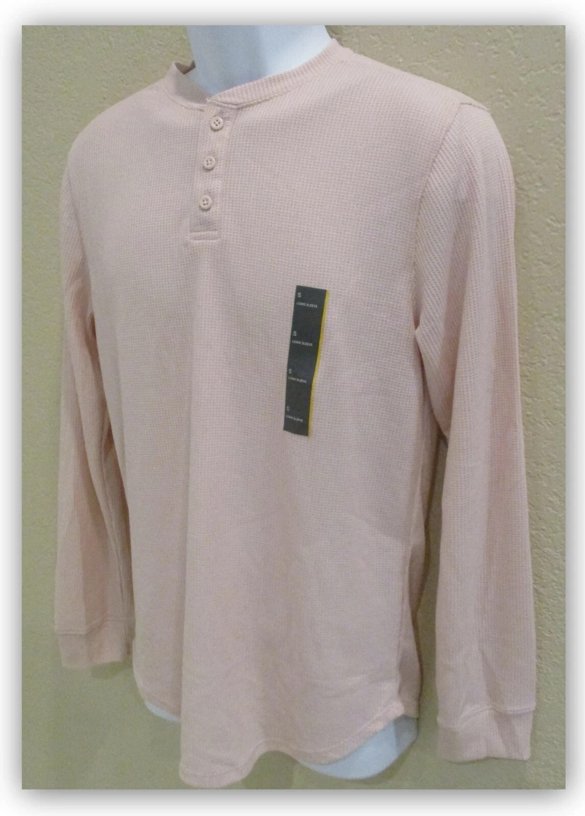 Mens Waffle-Knit long Sleeve 3 BUTTON Henley Shirts – ALL IN MOTION S M L XL XXL