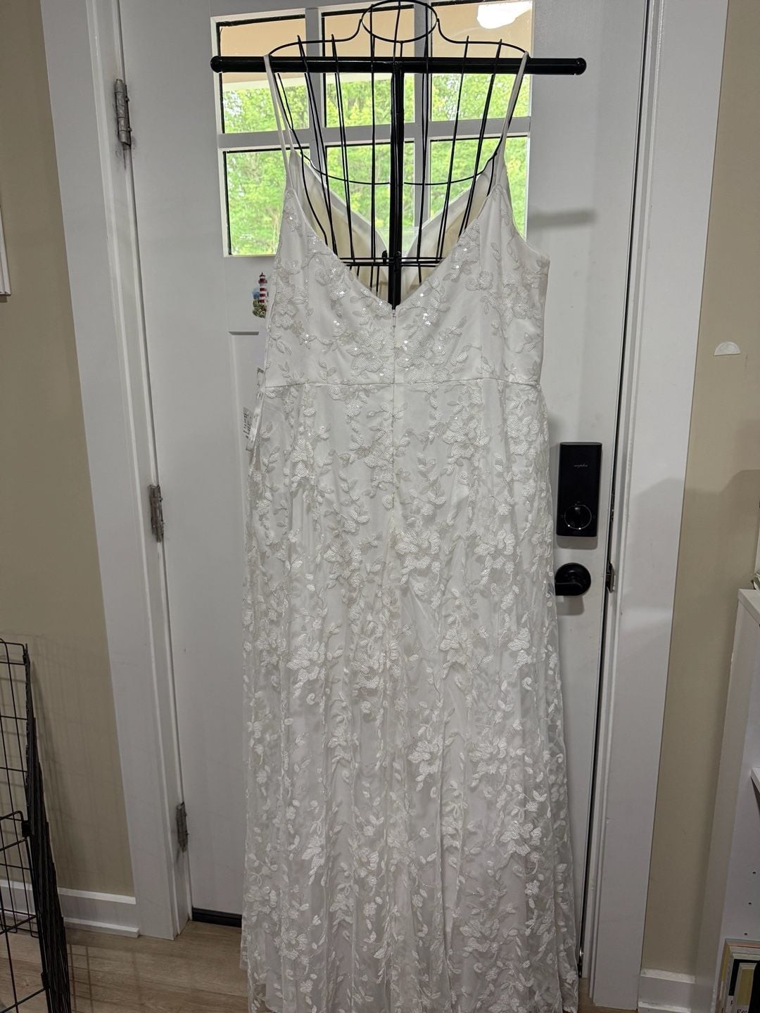 DB Studio Sequin Floral A-Line Wedding Dress