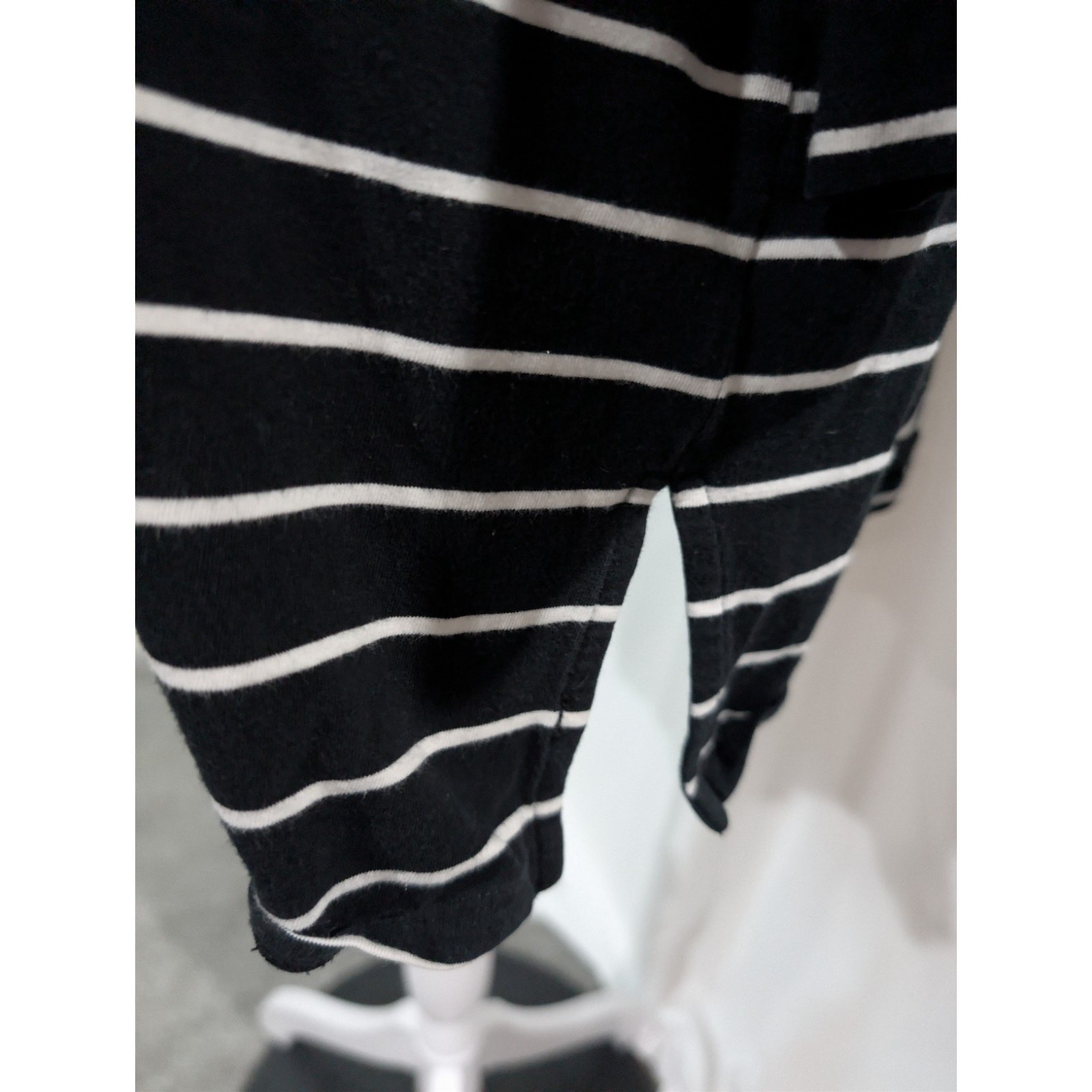 Ava Viv Women’s Striped Top Blouse Shirt Size 2X Black Cotton 3/4 Sleeve Sequins