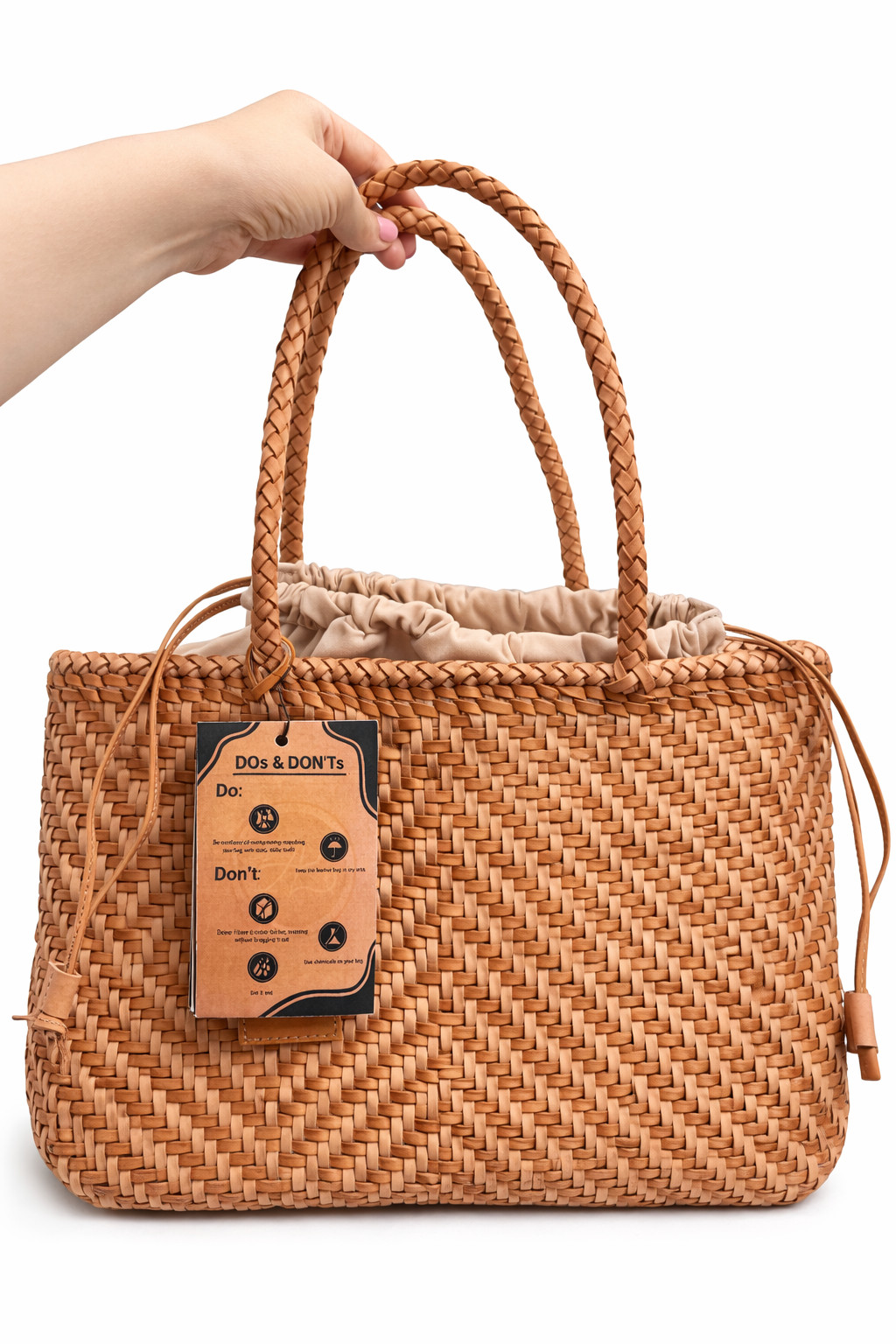 Woven Leather Tote Bag Handwoven Brown Shoulder Purse 15x10x4 Handmade