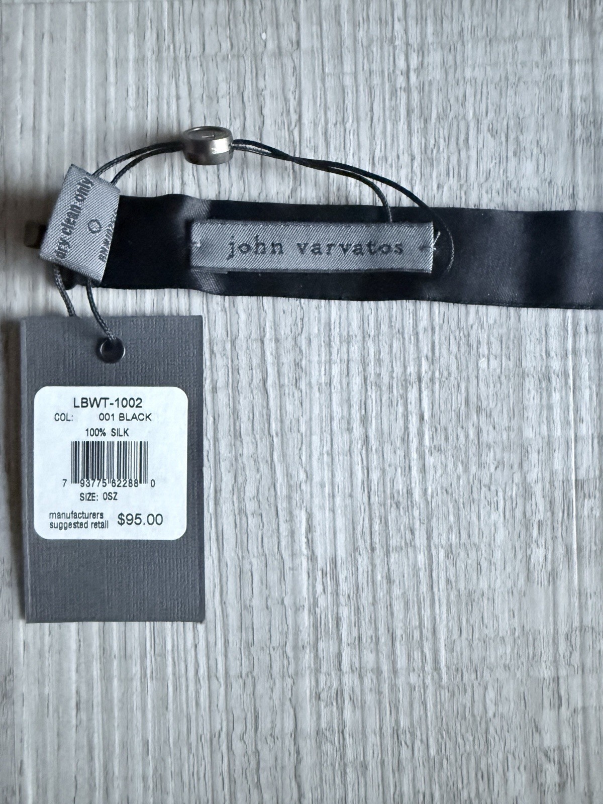 john varvatos Black Silk Bow Tie Adjustable NWT $95