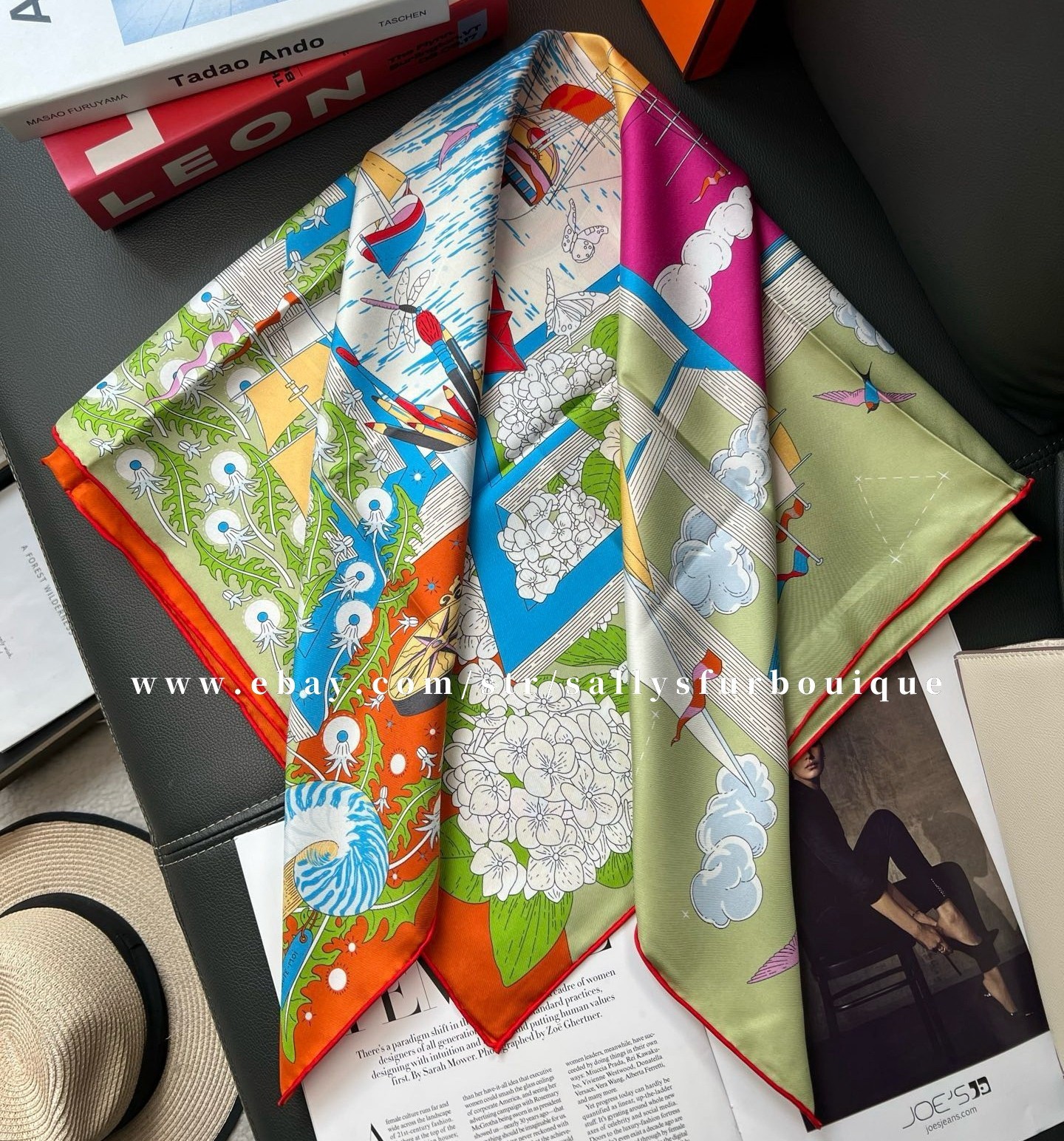 2026 Sallys Boutique 18 Momme Heavy Twill Silk Wrap Scarf Boats Print Shawl 35″