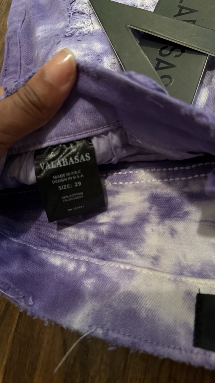 Valabasas Men’s Purple/White Tie-Dye Acid Wash Distressed Skinny Slim Fit Jeans