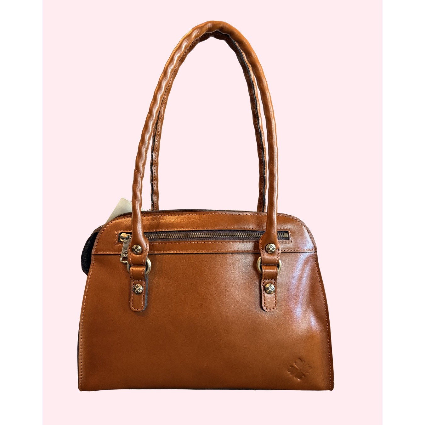 Patricia Nash Calvi Satchel Heritage Tan Leather Crossbody With Chain NWT