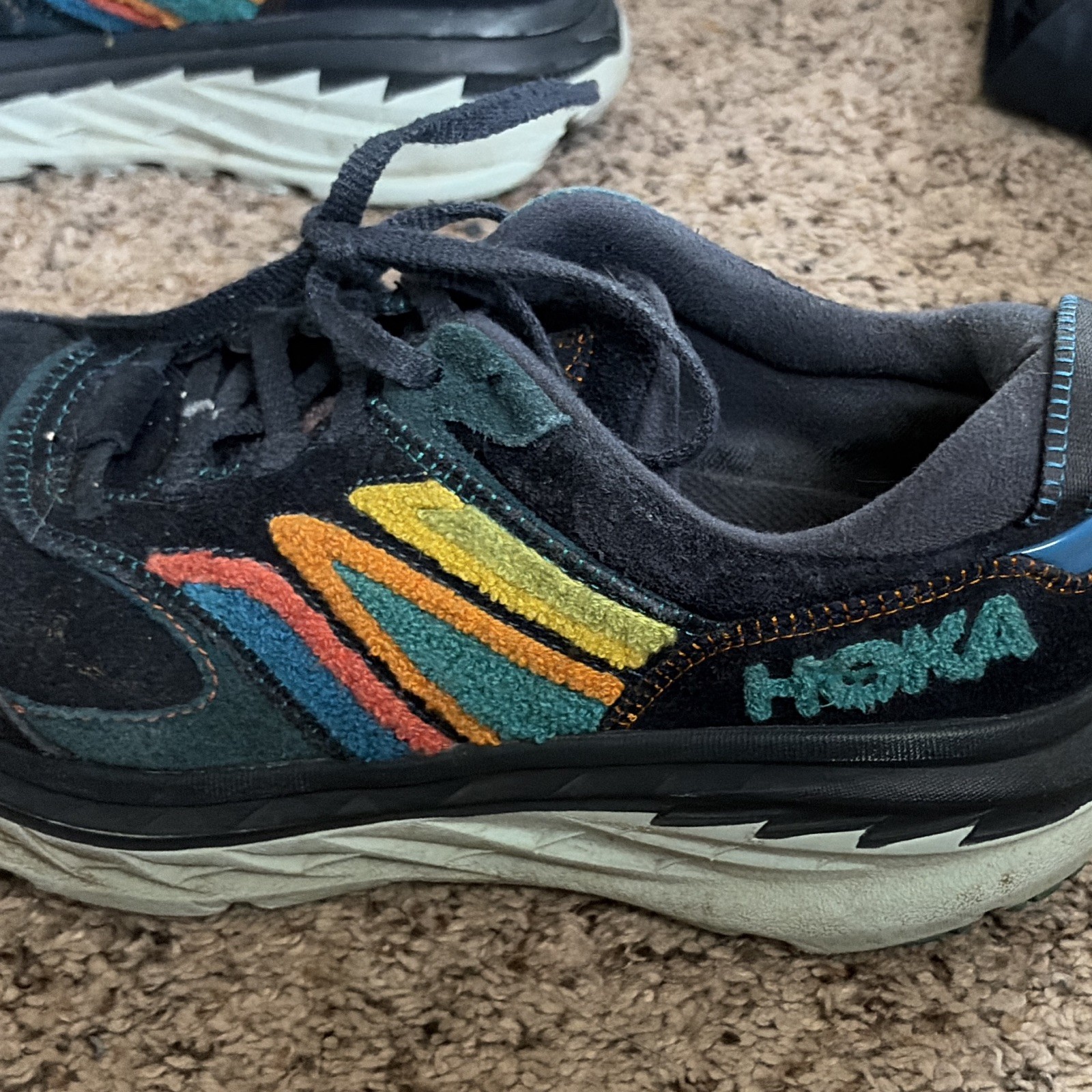 Hoka One One Bondi L Embroidery – Outer Space/Atlantis Blue Suede Sneaker