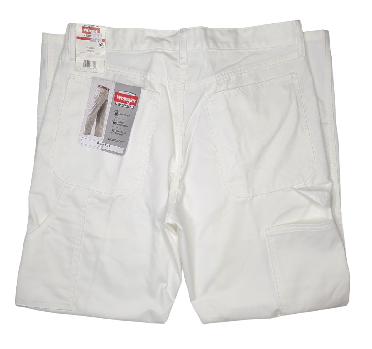Wrangler Workwear #11827 NEW Men’s White Relaxed Fit Tool Pocket Painter Pants