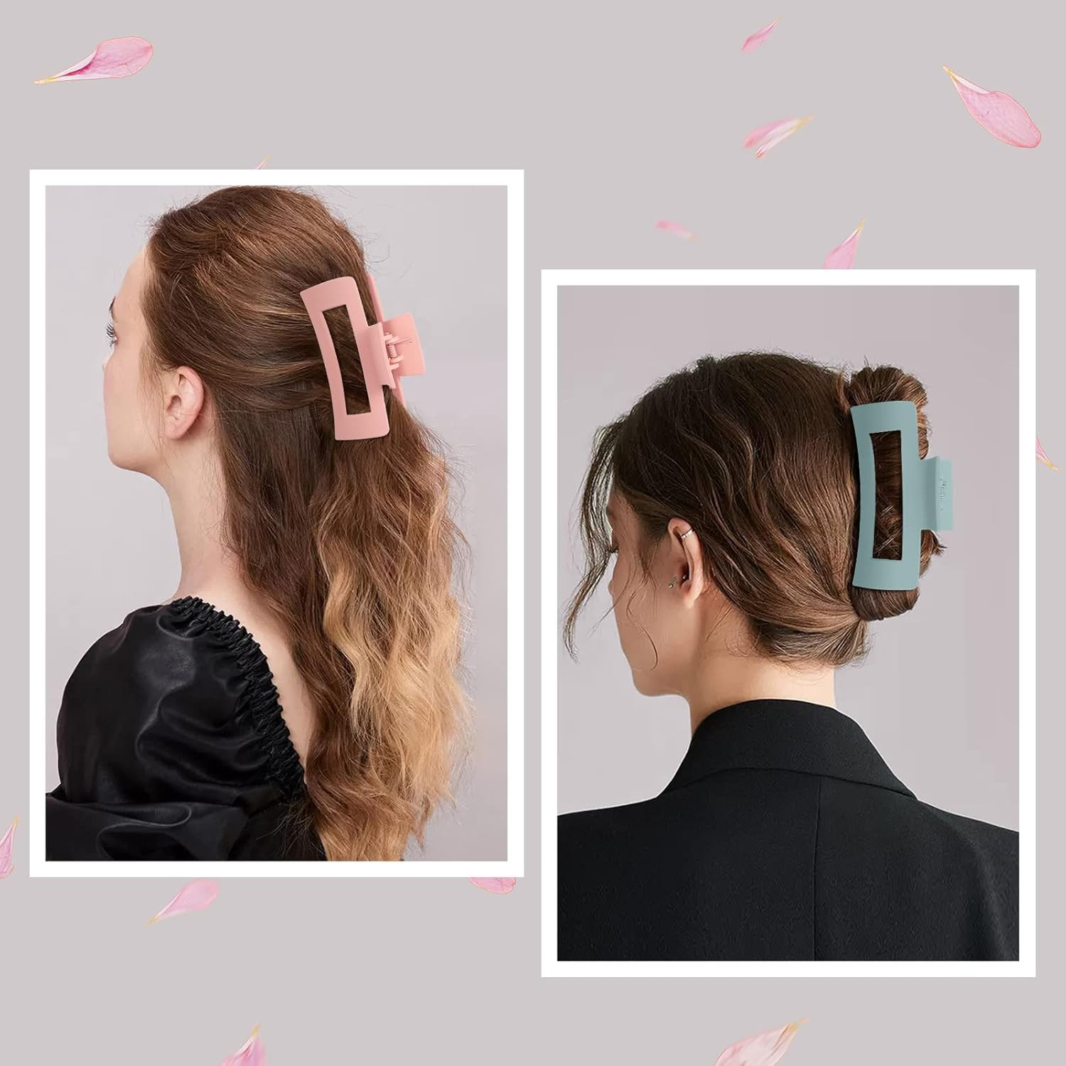8 Pcs Large Hair Claw Clips 4.1 Inch Non-Slip Big Square Matte Claws for Women,